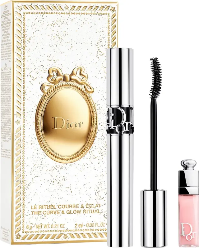 Dior Diorshow & Dior Addict The Curve & Glow Ritual Set Holiday Limited Edition Σετ Μακιγιάζ: Diorshow Iconic Overcurl 090 Black 6g & Mini Dior Addict Lip Maximizer 001 Pink 2ml