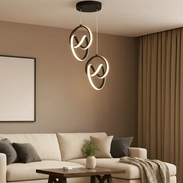 Stewehome Trend Κρεμαστό Φωτιστικό Διπλό Μαύρο LED Πολυτελές Μοντέρνο 30x90x90 cm