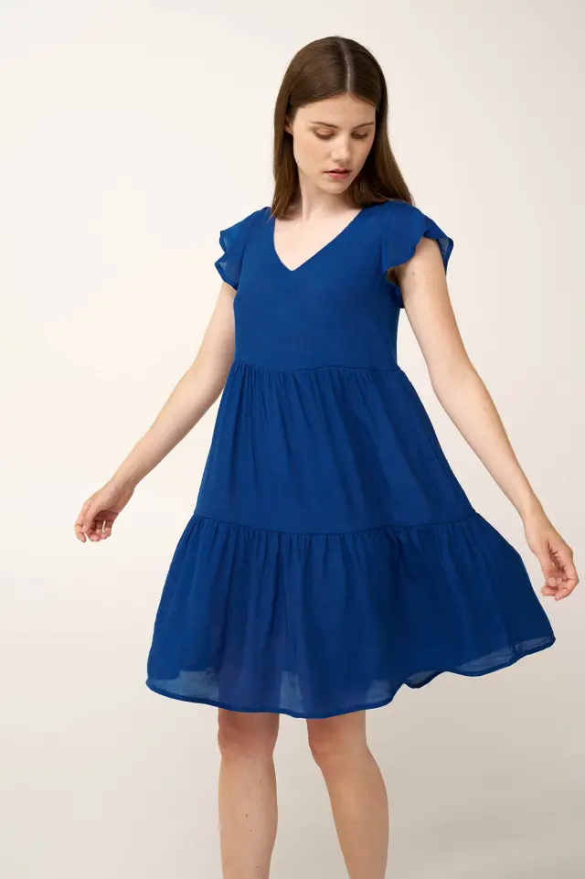 Μονόχρωμο Καλοκαιρινό Φόρεμα Vamp 24456 BLUE QUARTZ