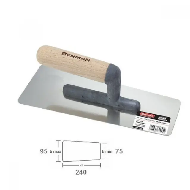 Benman 70945 - Σπάτουλα Πατητής Τσιμεντοκονίας Inox 240x95mm με Ξύλινη Λαβή