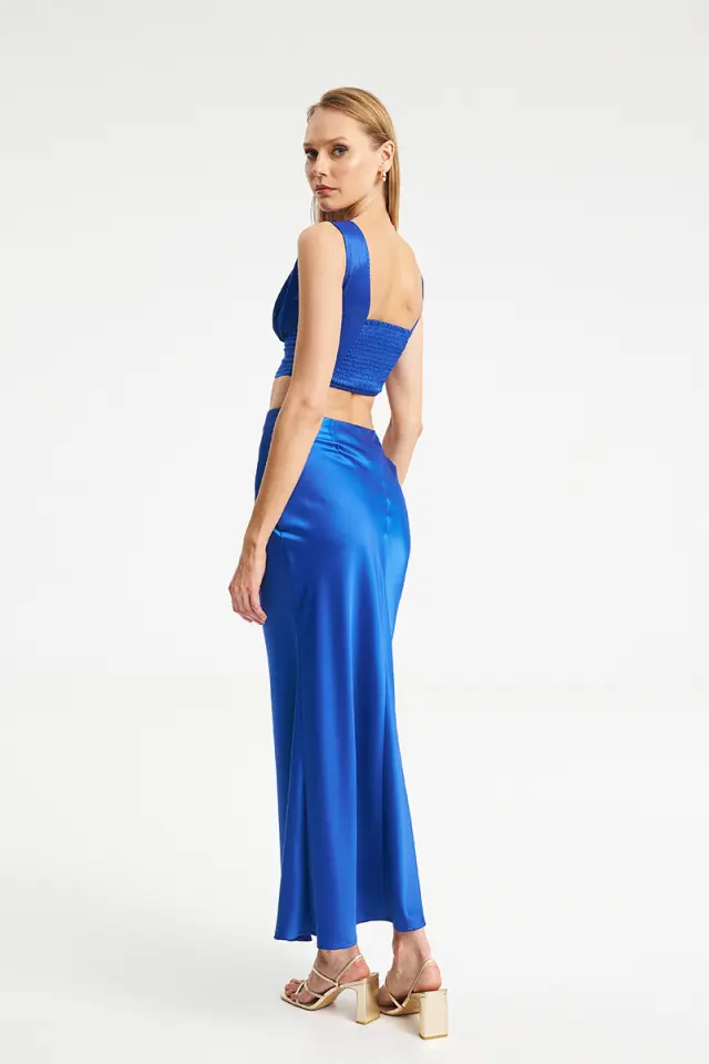 Satin Maxi Φούστα με Λοξή Γραμμή TAY SKIRT - XS 3