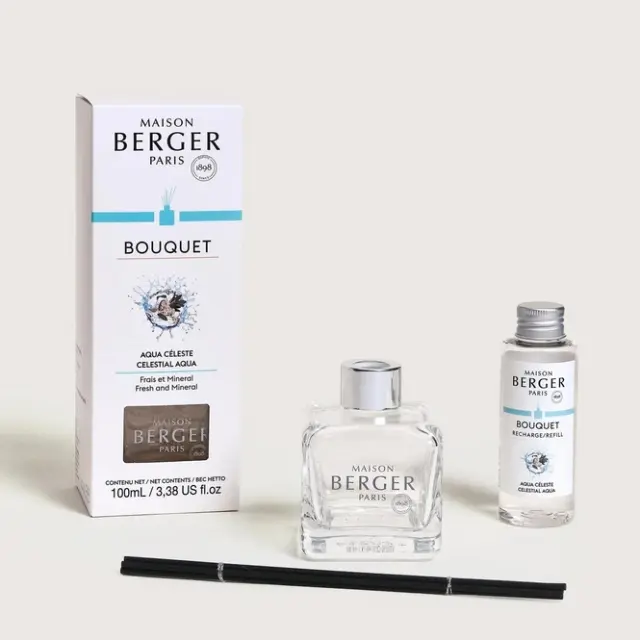 Maison Berger Paris Bouquet Cube Diffuser AQUA CELESTIAL Διαχύτης Αρώματος με stick’s και άρωμα 100ml