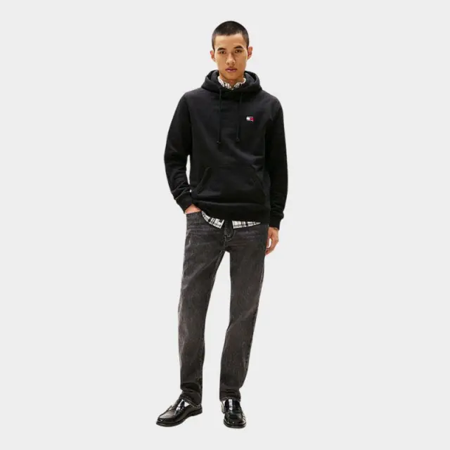 Tommy Hilfiger - Ανδρικό Φούτερ με Κουκούλα και Τσέπες Badge Regular Fit DM0DM20258-BDS Μαύρο - 2XL 2