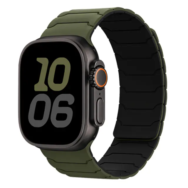 Watchband Hoco WA39 Flex Series 38/40/41/42mm Silicon Strap για Apple Watch series 1/2/3/4/5/6/7/8/9/SE/SE2 Χακί με Μαύρο