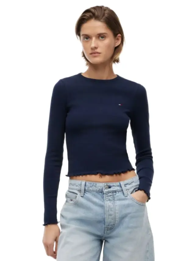 TommyHilfiger γυναικεία ριμπ μπλούζα slim DW0DW22783-1 - XL