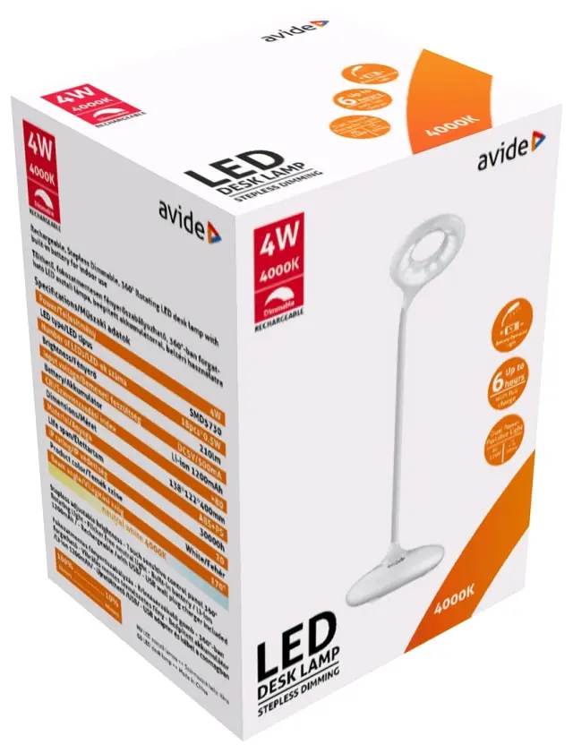 Avide LED Φωτιστικό Γραφείου Minimal Άσπρο 4W 15.001.0973 2