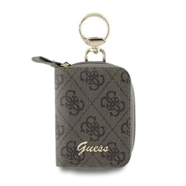 Guess PU 4G Script Logo Key Pouch Brown