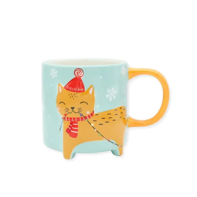 Winkee Κεραμική Κούπα Γάτα / Cute Animal Mug: Ginger Cat (Winter Edition)