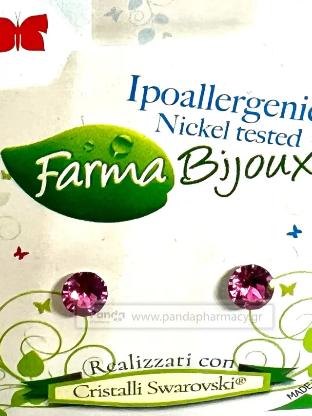 Farma Bijoux Σκουλαρίκια Υποαλλεργικά με Σχέδιο Ροζ Κρυσταλλάκι 4,1mm, 1 Ζευγάρι 2