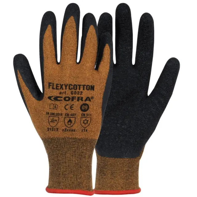Γάντια Σαγρέ Λάτεξ Cofra Flexycotton rust/black