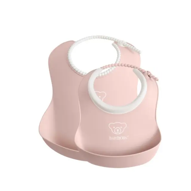BABYBJÖRN Baby Bib, Powder Pink 2-pack 7317680467645