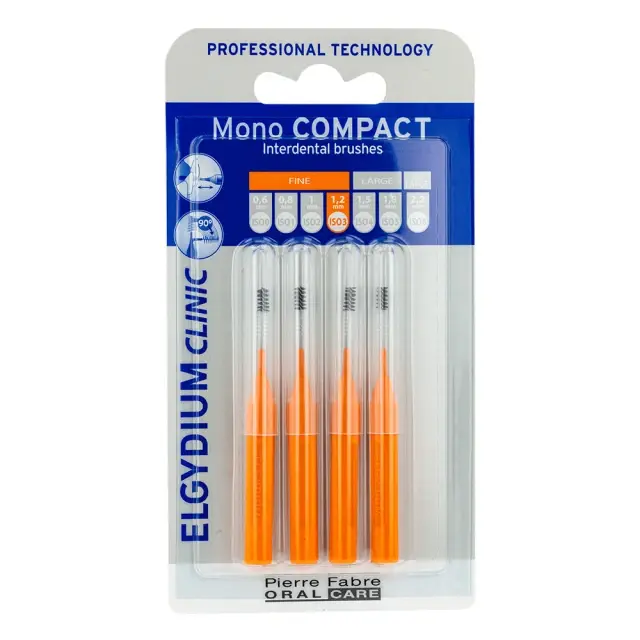 Elgydium Mono Compact Orange (0.6mm) Μεσοδόντια Βουρτσάκια Πορτοκαλί, 4τμχ