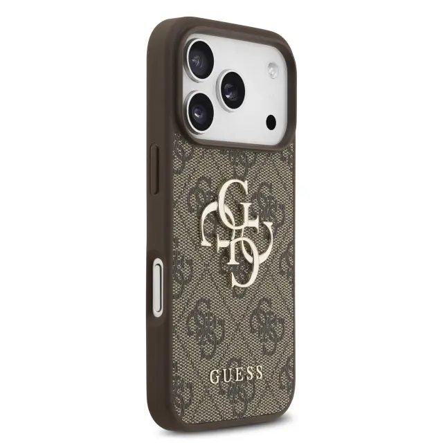 Guess PU 4G Metal Logo Strap Case for iPhone 17 Pro Brown 3
