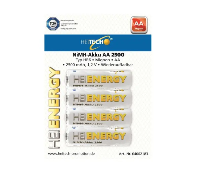Επαναφορτιζομενες Μπαταριες Heitech 04002183 2500mah Hr6/ Mignon/ AΑ 1.2v 4τμχ
