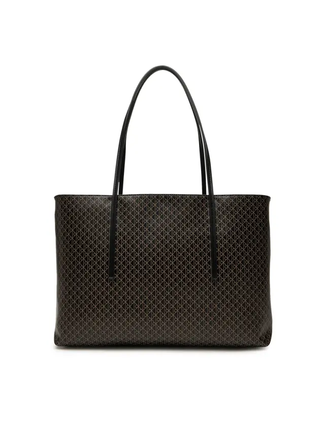 Calvin Klein Emblem Aop Tote W/ Pouch Μαύρη Γυναικεία Τσάντα και Τσαντάκι 2
