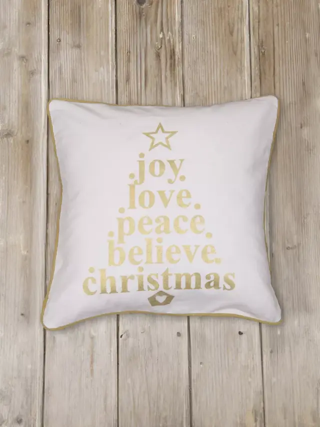 Διακοσμητική Μαξιλαροθήκη 45x45 Christmas Nima Peace Ecru 100% βαμβακερό