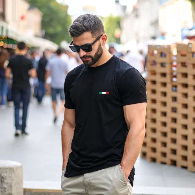 T-shirt Noshame® Μαύρο με τύπωμα Italy - 112559 - XXL