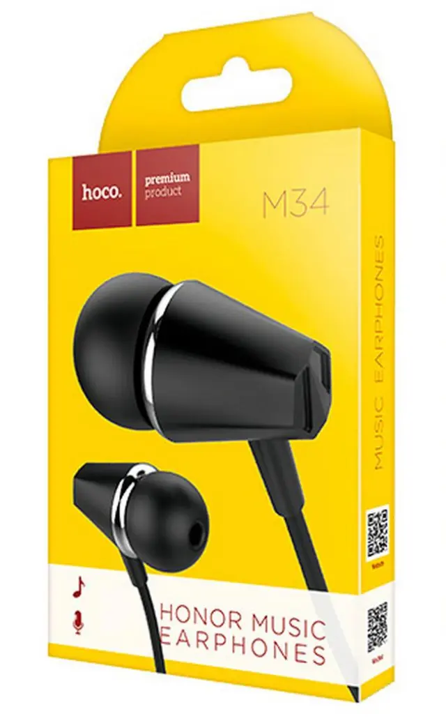 Hands Free Hoco M34 Earphones Stereo 3.5mm Μαύρο με Μικρόφωνο και Πλήκτρο Λειτουργίας 2