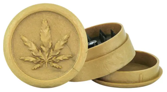 Grinder Τρίφτης Πλαστικός Leaf Χρυσό 50mm - 3 Parts