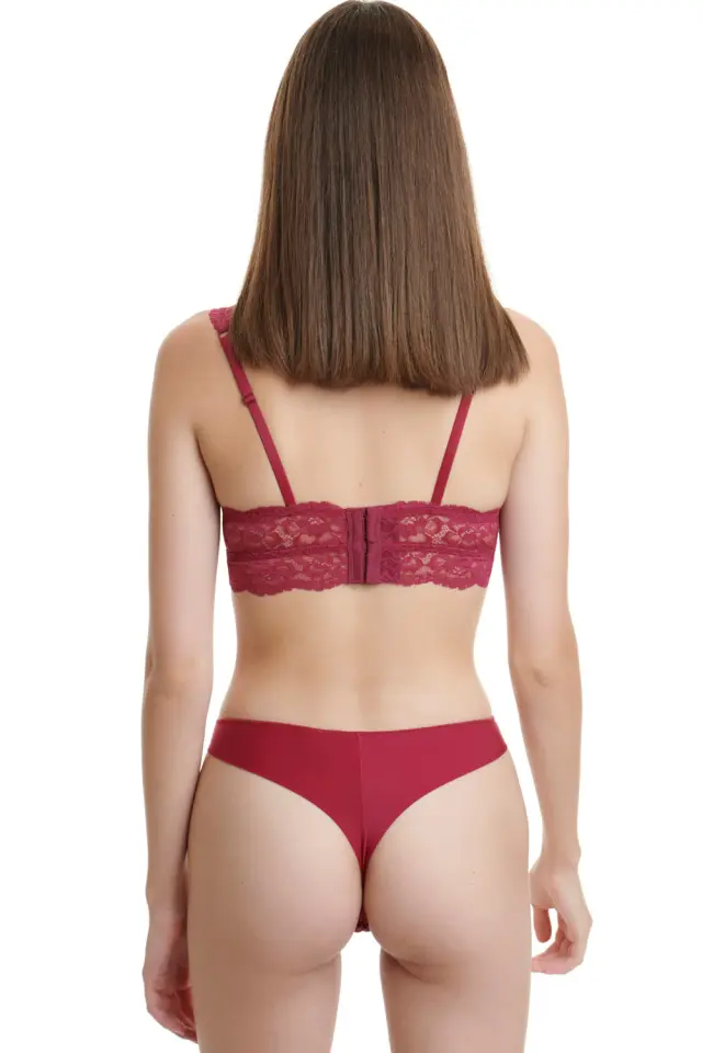 Σλιπ thong με δαντέλα σε μπορντό 3