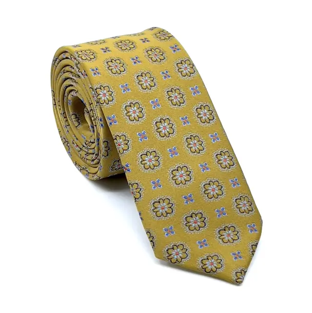 Γραβάτα Microfiber σε Χρυσαφί Μοτίβο Σετ με Μαντηλάκι