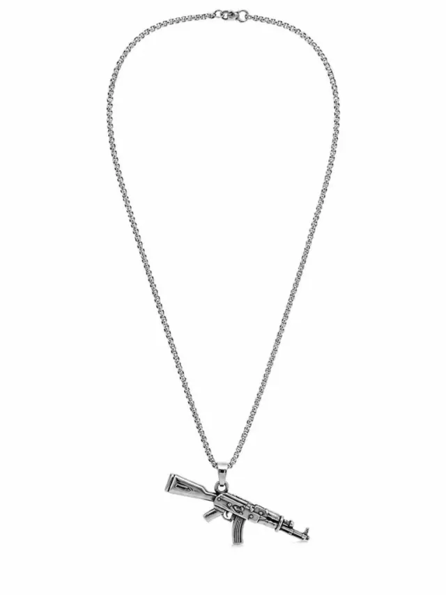 Ghetto AK-47 Stainless Steel Necklace – Silver | 55cm Chain 3