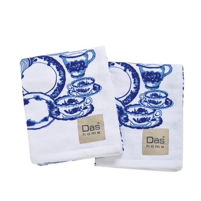 Πετσέτες Κουζίνας Σετ 2 Τεμ 40x60 Das Home 0738 White-Blue 100% βαμβακερό