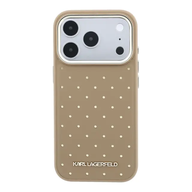 Karl Lagerfeld PU Perforated Gold Dots MagSafe Case for iPhone 17 Pro Max Beige 3