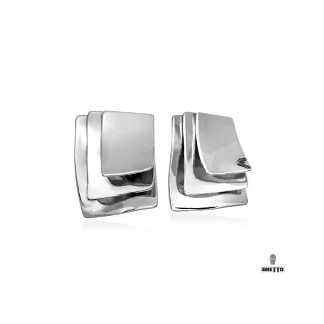 Ghetto Square New Style Earrings Stainless Steel Silver