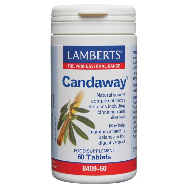 LAMBERTS Candaway Σύμπλεγμα Βοτάνων και Μπαχαρικών Φυτικής Προελεύσεως για την Υγεία του Γαστρεντερικού Συστήματος, 60Tabs