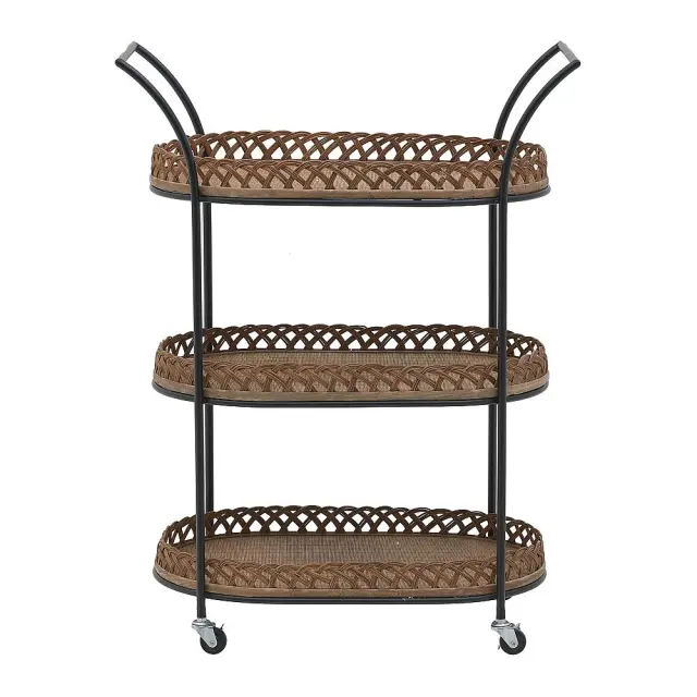 Τρόλεϊ Φυσικό/Μαύρο Rattan/Μέταλλο 67x37x88cm 3-50-141-0015 2
