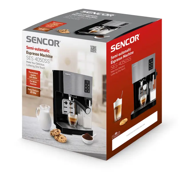 Μηχανή Espresso Ημιαυτόματη 20Bar 1450W Sencor SES 4050SS-EUE3 Ασημί 2