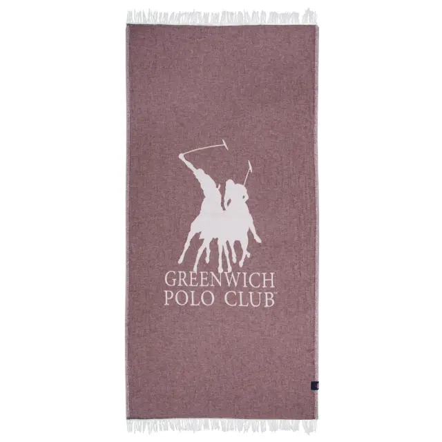 Πετσέτα-Παρεό Θαλάσσης 85x170 220gsm Greenwich Polo Club 3906 Ivory-Bordeaux 100% βαμβακερό 2