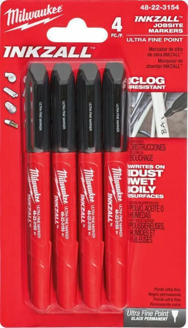Milwaukee 48223164 - Ανεξίτηλοι Μαρκαδόροι Μαύροι 4τεμάχια