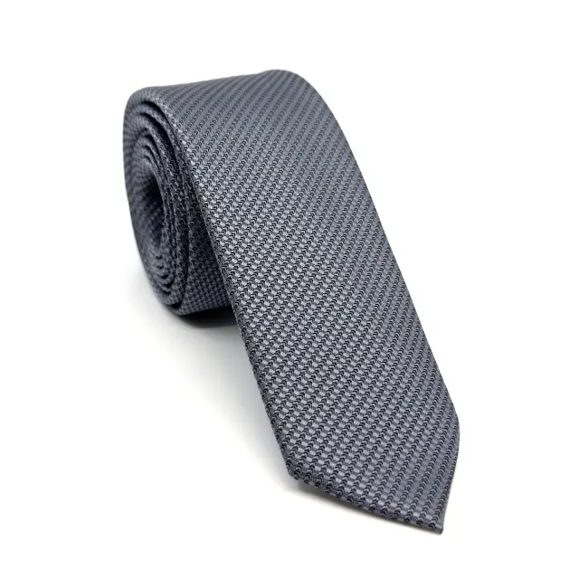 Γκρι Ζακάρ Γραβάτα Microfiber Σετ με Μαντηλάκι 3