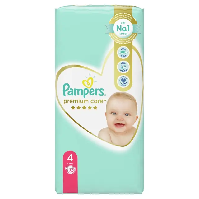Pampers Πάνες με Αυτοκόλλητο Premium Care No. 4 για 9-14kg 52τμχ