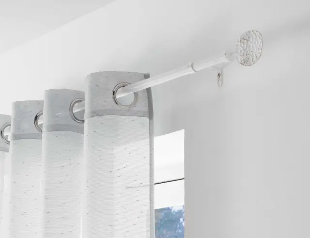 Μονό Κουρτινόξυλο Bullette Douceur d'intérieur με διάμετρο 19mm και επέκταση 120 - 210cm - White/Gold 1900296