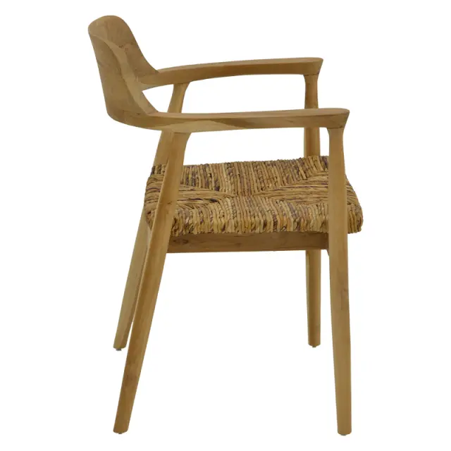 Πολυθρόνα Denverone pakoworld φυσικό teak ξύλο και ψάθα 57x54x79εκ 3