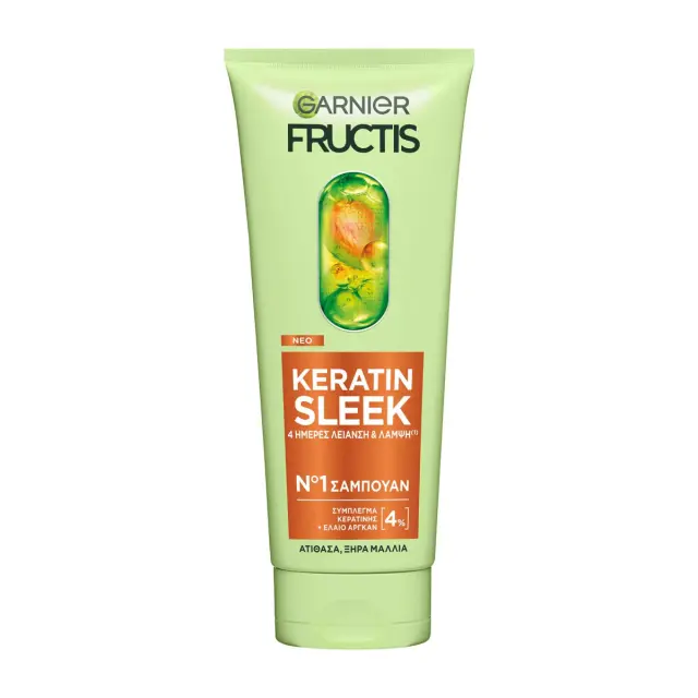 Fructis Keratin Sleek Σαμπουάν Λείανσης & Λάμψης 200ml
