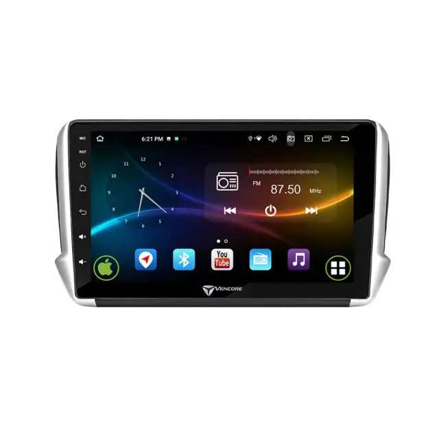 VenCore Οθόνη Multimedia Android 15 10.1" 9109A MTK6762 Octa-Core 2GB/32GB IPS με Πρόσοψη, CarPlay, Android Auto και Υποστήριξη Κάμερας Οπισθοπορείας AHD για Peugeot 208/2008 2012-2016 – Μαύρη (3236-10008-0164B) 2