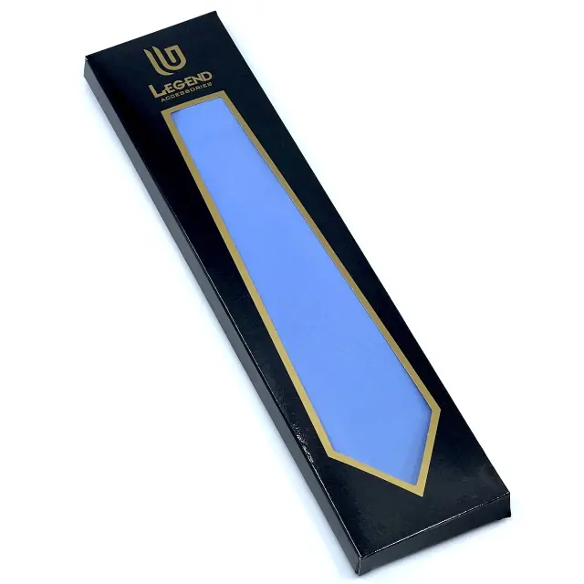 Μπλε Sky Blue Γραβάτα Σατέν Ματ 6,5 cm με Ασορτί Μαντήλι 2