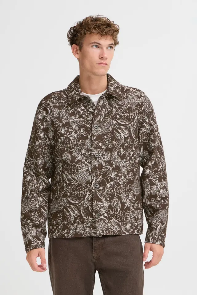 Casual Friday Ανδρικό Jacquard Floral Μπουφάν 20506074 - Demitasse - L