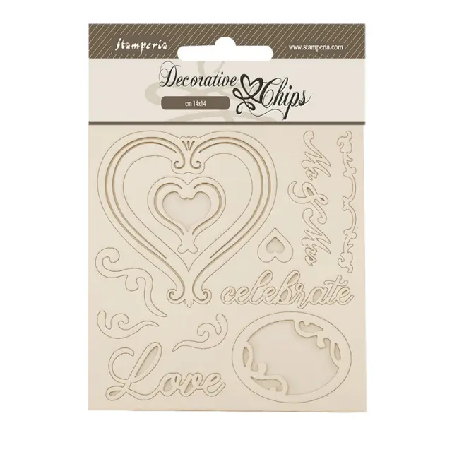 Chipboard Stamperia 14x14cm, Timeless, Hearts