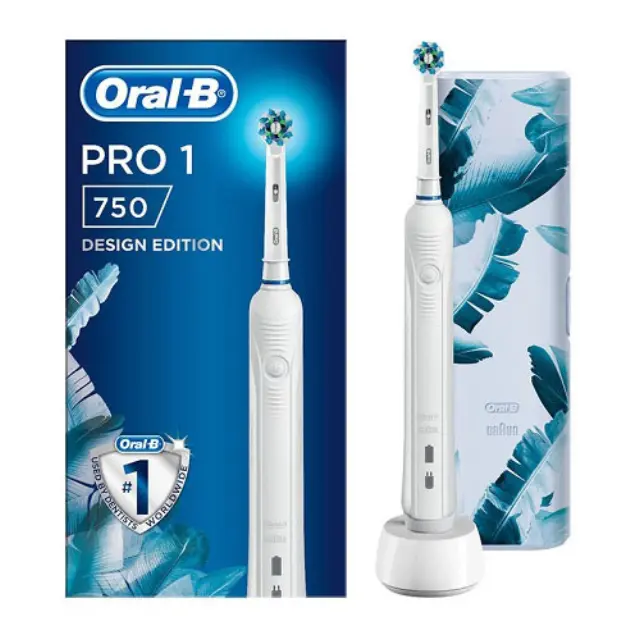 Oral-B Pro 1 750 Design Edition White Ηλεκτρική Οδοντόβουρτσα σε Άσπρο Χρώμα, 1 τμχ (+Δώρο Θήκη Μεταφοράς )