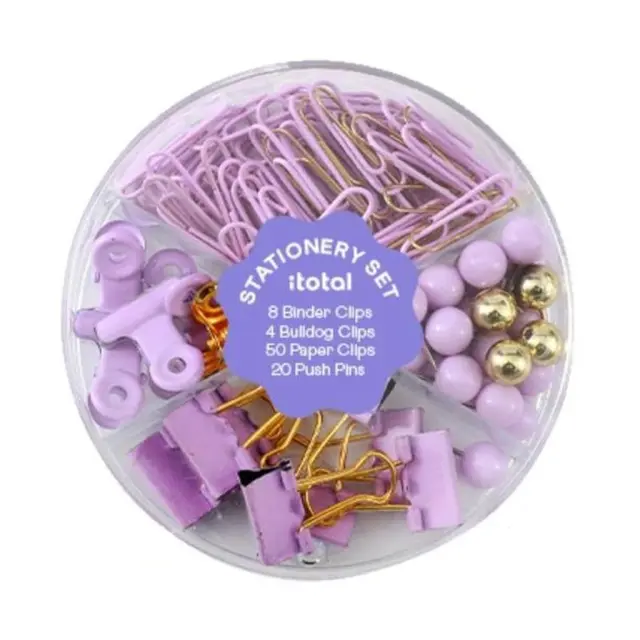I- Total Σετ Γραφείου Pastel Μωβ (Συνδετήρες - Πιάστρες - Καρφίτσες/ XL3004 (i-Total)