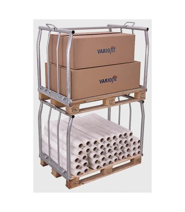 Variofit vpa-080.011 Παλετοκιβώτιο Συναρμολογούμενο Γαλβανιζέ Τύπου 66 για Φορτίο Βάρους ως 300kg 2