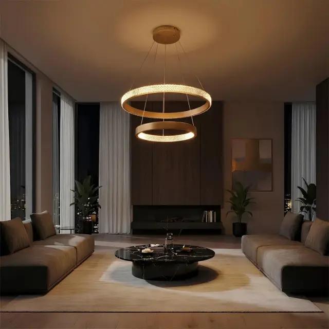DIAMOND Κρεμαστό Φωτιστικό Οροφής LED 75W CCT με Χειριστήριο Χρυσό KLV-101-0236