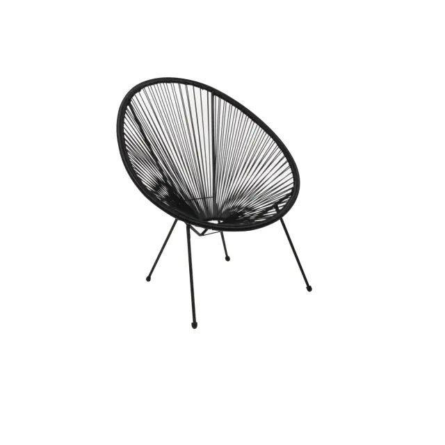 Πολυθρόνα ACAPULCO Μέταλλο/Wicker Μαύρο 73x79x86cm