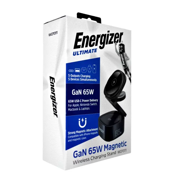 Επιτραπέζιος Φορτιστής 5 σε 1 Energizer WCP311 65W με 1xUSB-C 65W 1xUSB-A 18W και Ασύρματη Φόρτιση 15W Μάυρος 2