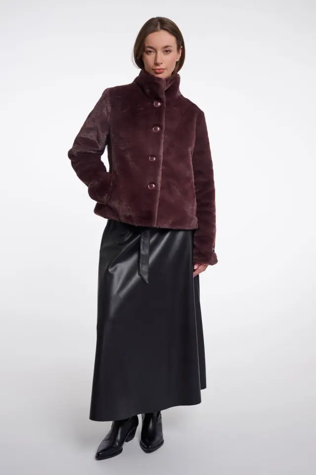 RINO & PELLE “VIE” FAUX FUR JACKET (VIE-7002611-BORDEAUX) - 40 3